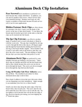 Aluminum Deck Clip Installation Instructions